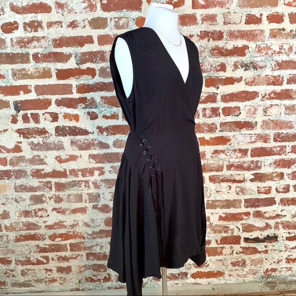 All Saints V Neck Wrap Front Dress Tiered Skirt - Picture 6 of 13